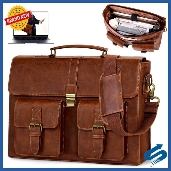 Other - Vintage Leather Messenger Bag Laptop Briefcase Waterproof Office Travel Satchel